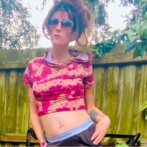 🎀Tie-dye cloaked boho crop top🎀